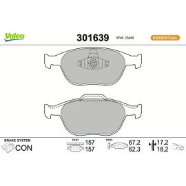 Valeo 301639 Bremsbelagsatz, Scheibenbremse ESSENTIAL Valeo 301639 Bremsbelagsatz, Scheibenbremse ESSENTIAL