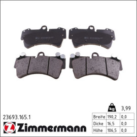 Bremsbelagsatz, Scheibenbremse 23693.165.1 Bremsbelagsatz, Scheibenbremse 23693.165.1