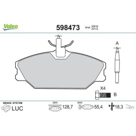 Valeo 598473 Bremsbelagsatz, Scheibenbremse Valeo 598473 Bremsbelagsatz, Scheibenbremse