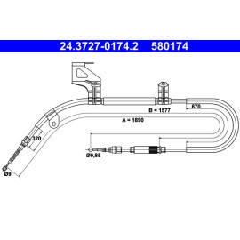 Seilzug, Feststellbremse 24.3727-0174.2 Seilzug, Feststellbremse 24.3727-0174.2