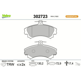 Valeo 302723 Bremsbelagsatz, Scheibenbremse ESSENTIAL Valeo 302723 Bremsbelagsatz, Scheibenbremse ESSENTIAL
