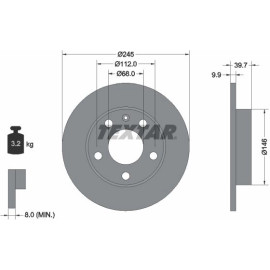 TEXTAR PRO 92106203 Bremsscheibe 245x9,9mm, 05/06x112, voll, beschichtet TEXTAR PRO 92106203 Bremsscheibe 245x9,9mm, 05/06x112, voll, beschichtet