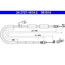 Seilzug, Feststellbremse 24.3727-1814.2 Seilzug, Feststellbremse 24.3727-1814.2