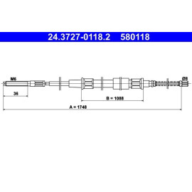 Seilzug, Feststellbremse 24.3727-0118.2 Seilzug, Feststellbremse 24.3727-0118.2