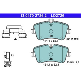 ATE Ceramic 13.0470-2726.2 Bremsbeläge, exkl. Verschleißwarnkontakt, mit Bremssattelschrauben, mit Zubehör ATE Ceramic 13.0470-2726.2 Bremsbeläge, exkl. Verschleißwarnkontakt, mit Bremssattelschrauben, mit Zubehör