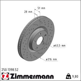 Bremsscheibe 250.1398.52 Bremsscheibe 250.1398.52