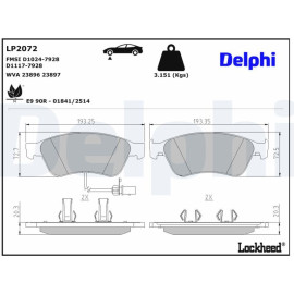 Delphi LP2072 Bremsbelagsatz, Scheibenbremse Delphi LP2072 Bremsbelagsatz, Scheibenbremse