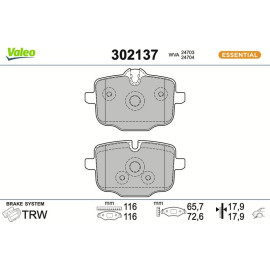 Valeo 302137 Bremsbelagsatz, Scheibenbremse ESSENTIAL Valeo 302137 Bremsbelagsatz, Scheibenbremse ESSENTIAL