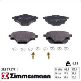 Bremsbelagsatz, Scheibenbremse 25827.175.1 Bremsbelagsatz, Scheibenbremse 25827.175.1