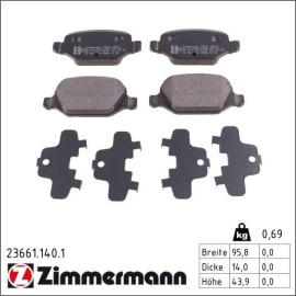 Zimmermann 23661.140.1 Bremsbelagsatz, Scheibenbremse Zimmermann 23661.140.1 Bremsbelagsatz, Scheibenbremse