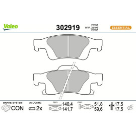 Valeo 302919 Bremsbelagsatz, Scheibenbremse ESSENTIAL