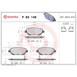 Bremsbelagsatz, Scheibenbremse P 83 148 Bremsbelagsatz, Scheibenbremse P 83 148