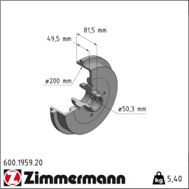 Bremstrommel 600.1959.20 Bremstrommel 600.1959.20