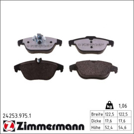 ZIMMERMANN 24253.975.1 Bremsbeläge passend für MERCEDES-BENZ C-Klasse, GLK, E-Klasse