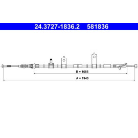 Seilzug, Feststellbremse 24.3727-1836.2 Seilzug, Feststellbremse 24.3727-1836.2