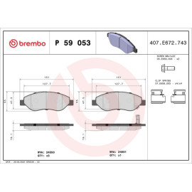 Bremsbelagsatz, Scheibenbremse P 59 053 Bremsbelagsatz, Scheibenbremse P 59 053