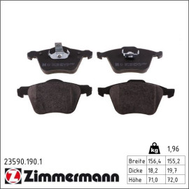 Zimmermann 23590.190.1 Bremsbelagsatz, Scheibenbremse Zimmermann 23590.190.1 Bremsbelagsatz, Scheibenbremse