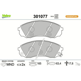 Valeo 301077 Bremsbelagsatz, Scheibenbremse ESSENTIAL Valeo 301077 Bremsbelagsatz, Scheibenbremse ESSENTIAL