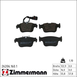 Bremsbelagsatz, Scheibenbremse 26206.160.1 Bremsbelagsatz, Scheibenbremse 26206.160.1