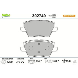 Valeo 302740 Bremsbelagsatz, Scheibenbremse ESSENTIAL Valeo 302740 Bremsbelagsatz, Scheibenbremse ESSENTIAL