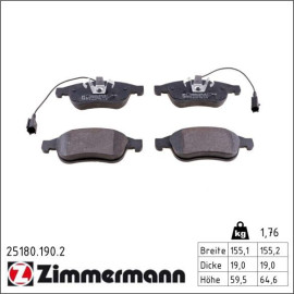 Bremsbelagsatz, Scheibenbremse 25180.190.2 Bremsbelagsatz, Scheibenbremse 25180.190.2