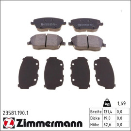 Zimmermann 23581.190.1 Bremsbelagsatz, Scheibenbremse Zimmermann 23581.190.1 Bremsbelagsatz, Scheibenbremse