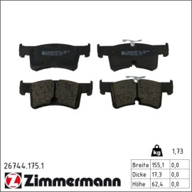 Zimmermann 26744.175.1 Bremsbelagsatz, Scheibenbremse Zimmermann 26744.175.1 Bremsbelagsatz, Scheibenbremse