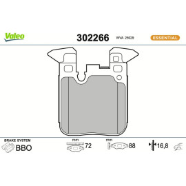 Valeo 302266 Bremsbelagsatz, Scheibenbremse ESSENTIAL Valeo 302266 Bremsbelagsatz, Scheibenbremse ESSENTIAL