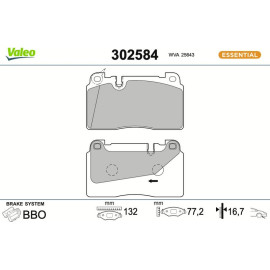 Valeo 302584 Bremsbelagsatz, Scheibenbremse ESSENTIAL Valeo 302584 Bremsbelagsatz, Scheibenbremse ESSENTIAL