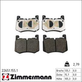 Bremsbelagsatz, Scheibenbremse 22651.155.1 Bremsbelagsatz, Scheibenbremse 22651.155.1