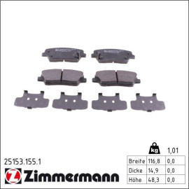 Bremsbelagsatz, Scheibenbremse 25153.155.1 Bremsbelagsatz, Scheibenbremse 25153.155.1