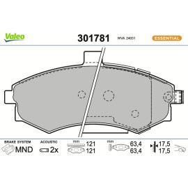 Valeo 301781 Bremsbelagsatz, Scheibenbremse ESSENTIAL Valeo 301781 Bremsbelagsatz, Scheibenbremse ESSENTIAL