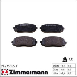 Bremsbelagsatz, Scheibenbremse 24275.165.1 Bremsbelagsatz, Scheibenbremse 24275.165.1