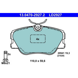 Bremsbelagsatz, Scheibenbremse 13.0470-2927.2