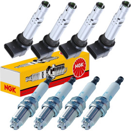 4x NGK 6449 ZÜNDKERZE + ZÜNDSPULE U5002 für VW GOLF AUDI SKODA SKODA