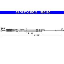 ATE 24.3727-0195.2 Handbremsseil 1447mm ATE 24.3727-0195.2 Handbremsseil 1447mm