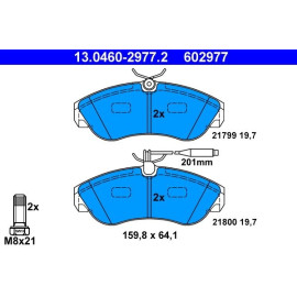 ATE 13.0460-2977.2 Bremsbelagsatz, Scheibenbremse ATE 13.0460-2977.2 Bremsbelagsatz, Scheibenbremse