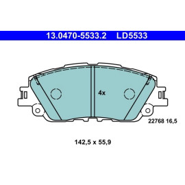 ATE 13.0470-5533.2 Bremsbelagsatz, Scheibenbremse Ceramic ATE 13.0470-5533.2 Bremsbelagsatz, Scheibenbremse Ceramic
