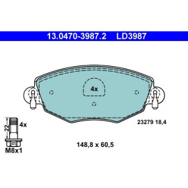 Bremsbelagsatz, Scheibenbremse 13.0470-3987.2