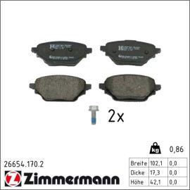 Bremsbelagsatz, Scheibenbremse 26654.170.2 Bremsbelagsatz, Scheibenbremse 26654.170.2