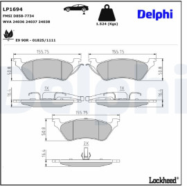 Delphi LP1694 Bremsbelagsatz, Scheibenbremse Delphi LP1694 Bremsbelagsatz, Scheibenbremse