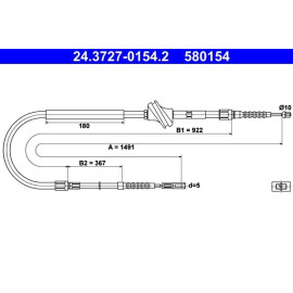 Seilzug, Feststellbremse 24.3727-0154.2 Seilzug, Feststellbremse 24.3727-0154.2
