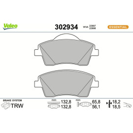 Valeo 302934 Bremsbelagsatz, Scheibenbremse ESSENTIAL Valeo 302934 Bremsbelagsatz, Scheibenbremse ESSENTIAL