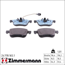 Bremsbelagsatz, Scheibenbremse 24778.165.1 Bremsbelagsatz, Scheibenbremse 24778.165.1