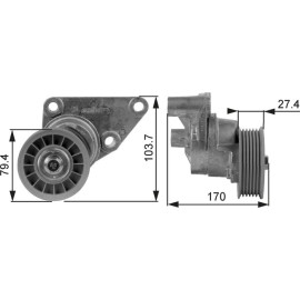 Spannrolle, Keilrippenriemen T38158