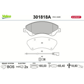 Valeo 301818A Bremsbelagsatz, Scheibenbremse EXPERT Valeo 301818A Bremsbelagsatz, Scheibenbremse EXPERT
