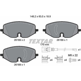 TEXTAR 2616901 Bremsbeläge inkl. Verschleißwarnkontakt, mit Bremssattelschrauben TEXTAR 2616901 Bremsbeläge inkl. Verschleißwarnkontakt, mit Bremssattelschrauben