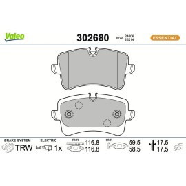Valeo 302680 Bremsbelagsatz, Scheibenbremse ESSENTIAL Valeo 302680 Bremsbelagsatz, Scheibenbremse ESSENTIAL