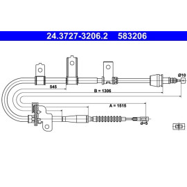 Seilzug, Feststellbremse 24.3727-3206.2 Seilzug, Feststellbremse 24.3727-3206.2
