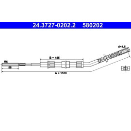 Seilzug, Feststellbremse 24.3727-0202.2 Seilzug, Feststellbremse 24.3727-0202.2